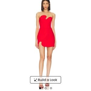 Amanda Uprichard Puzzle Red Strapless Bodycon Dress